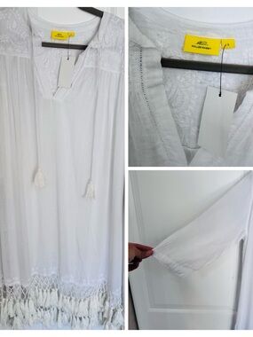 Roller Rabbit White Tassel-Trim Sheer Cover-Up
